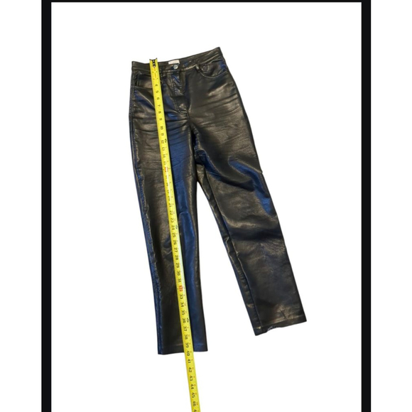 Aritzia Wilfred Leather Straight Leg High Waist Black Pant Size 4 - Picture 5 of 11